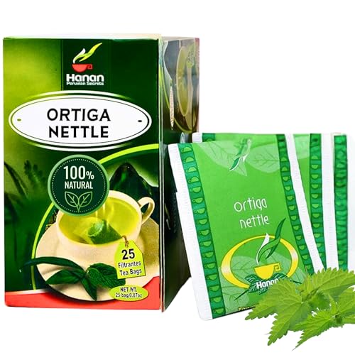 Hanan Nettle Tea - 25 Tea Bags of Stinging Nettle Leaf and Root - All-Natural Herbal Tea of Wild Nettles Leaves from Peru - Image 1