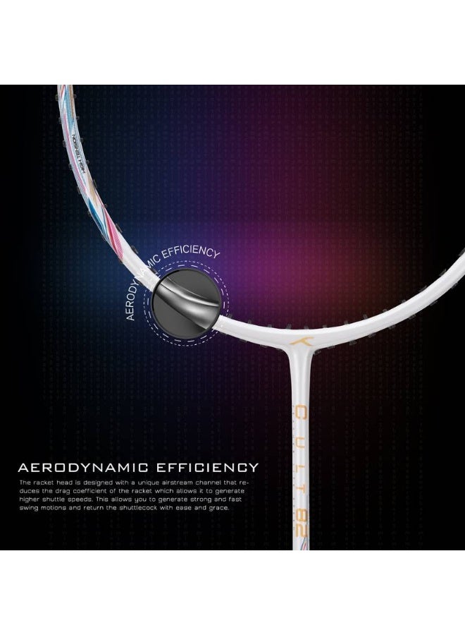 HUNDRED Hundred Cult 82 Aerodynamic Frame White Strung Badminton Racquet  (Pack of: 1, 82 g)  - Image 4