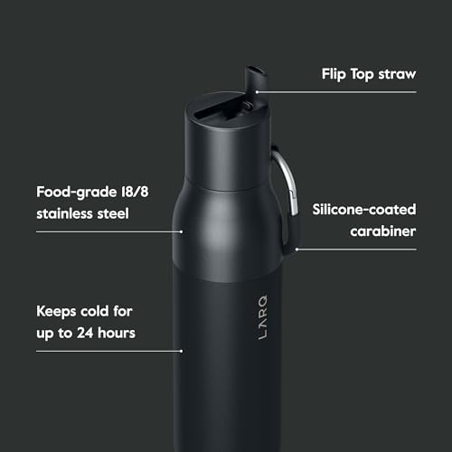LARQ Bottle Flip Top 17 oz - Insulated Reusable Stainless Steel Water Bottle With Straw | BPA Free | For Sports, Gym, and Travel | Keep Drinks Cold for 24 Hours | Granite White - Image 3
