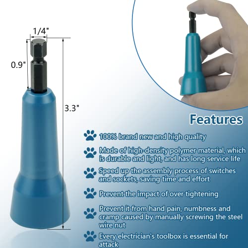 Kujunpao Wire Twisting Spinner,Spin-Twist Wire Connector Socket,Wire twist tool with 1/4" Chuck(Blue) - Image 3