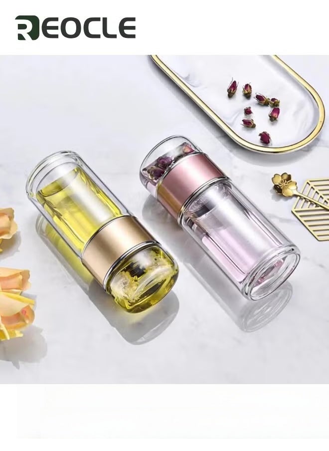 REOCLE Tea Infuser Bottle Portable Travel Water Separation Tea Bottle with Tea Infuser Clear Filtrating Tea Maker for Loose Leaf Tea Green  - Image 2