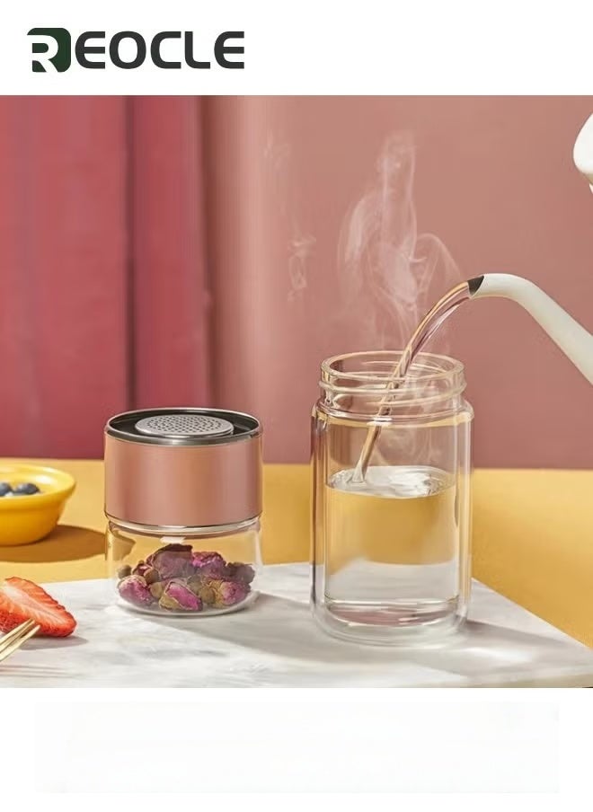 REOCLE Tea Infuser Bottle Portable Travel Water Separation Tea Bottle with Tea Infuser Clear Filtrating Tea Maker for Loose Leaf Tea Green  - Image 5