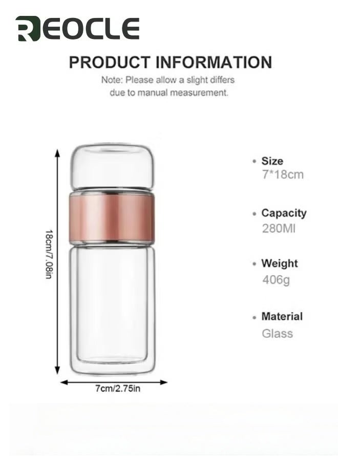 REOCLE Tea Infuser Bottle Portable Travel Water Separation Tea Bottle with Tea Infuser Clear Filtrating Tea Maker for Loose Leaf Tea Green  - Image 3