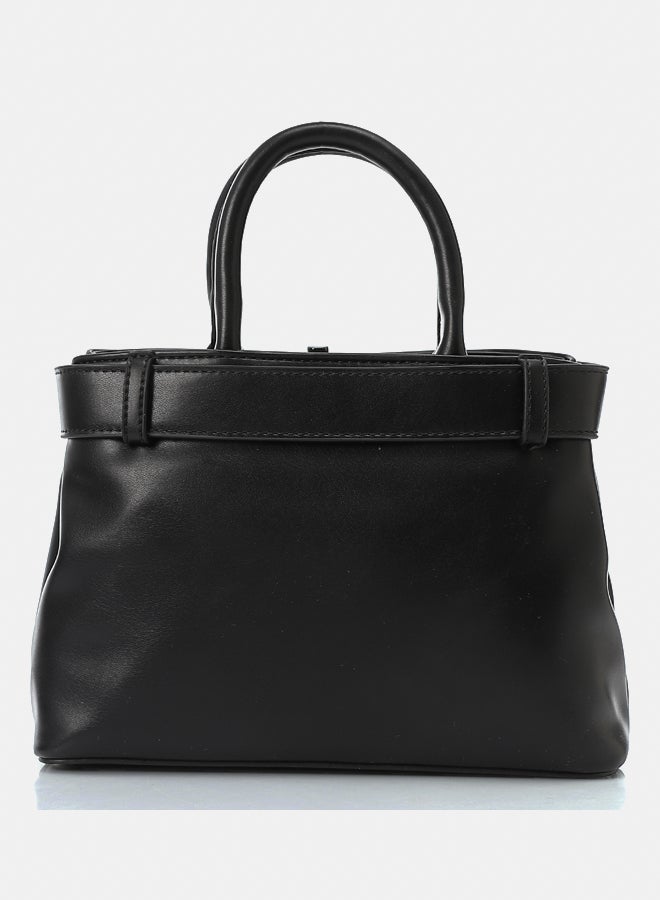 DejaVu Squared Shaped Leather Black Handbag - Image 3