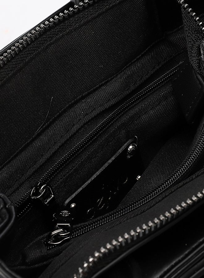 DejaVu Squared Shaped Leather Black Handbag - Image 5