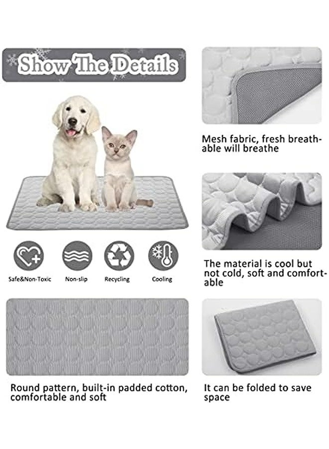 SKY-TOUCH Self-Cooling Mat for Dogs & Cats | Large Ice Silk Chill Pad for Hot Weather | Breathable, Non-Toxic, Washable Pet Cooling Blanket for Summer – Gray - Image 2