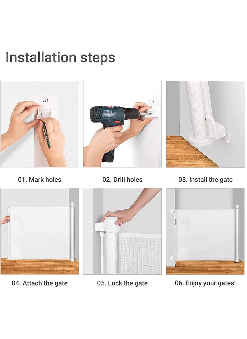 Safety Gate Retractable Baby Mesh Gate for Stairs Doorways for Babies and Pets
