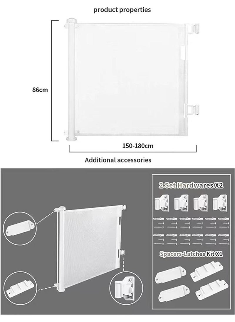 Safety Gate Retractable Baby Mesh Gate for Stairs Doorways for Babies and Pets