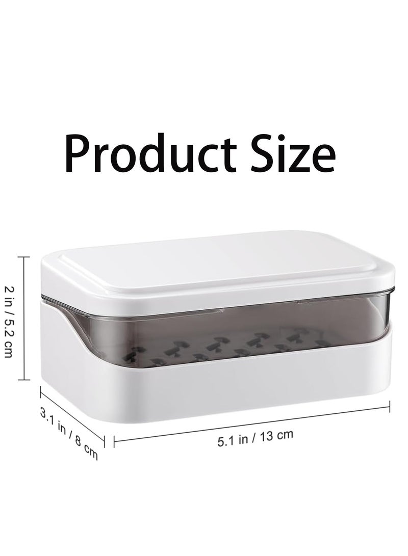 SUNSAR 2 PCS Soap Dish with Removable Drainer & Lid, Closable Rectangular Soap Case Container, 2 Layers for Shower - Image 2