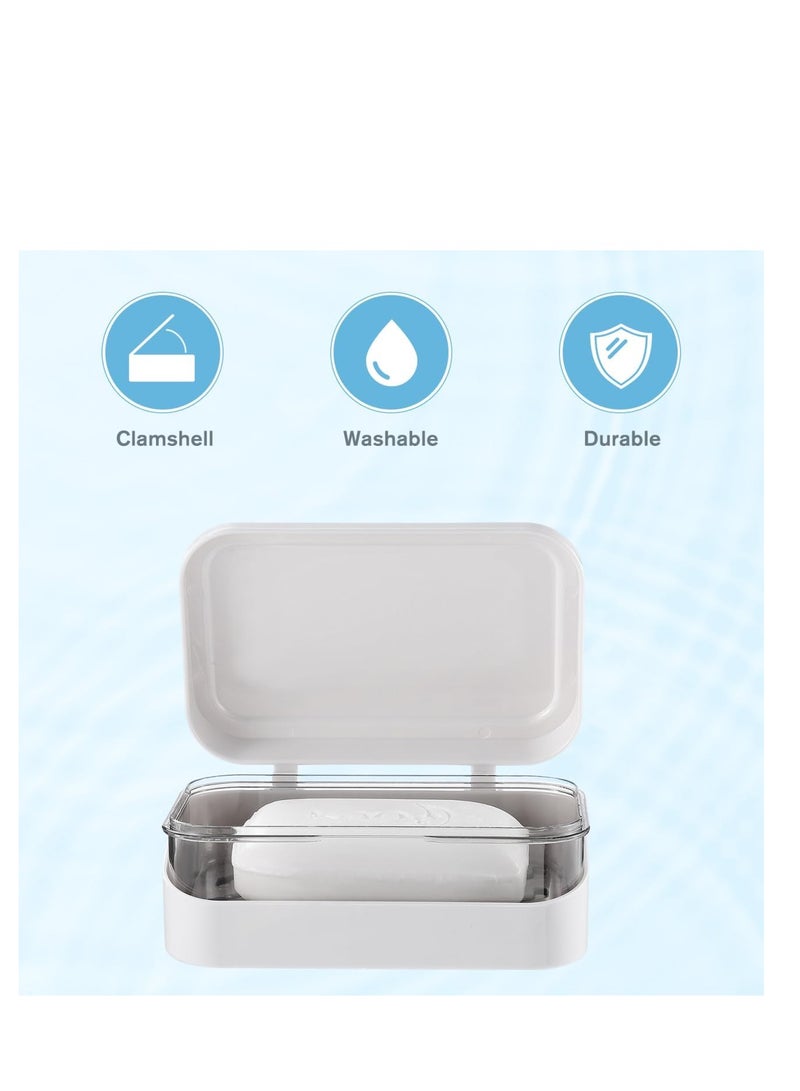 SUNSAR 2 PCS Soap Dish with Removable Drainer & Lid, Closable Rectangular Soap Case Container, 2 Layers for Shower - Image 3