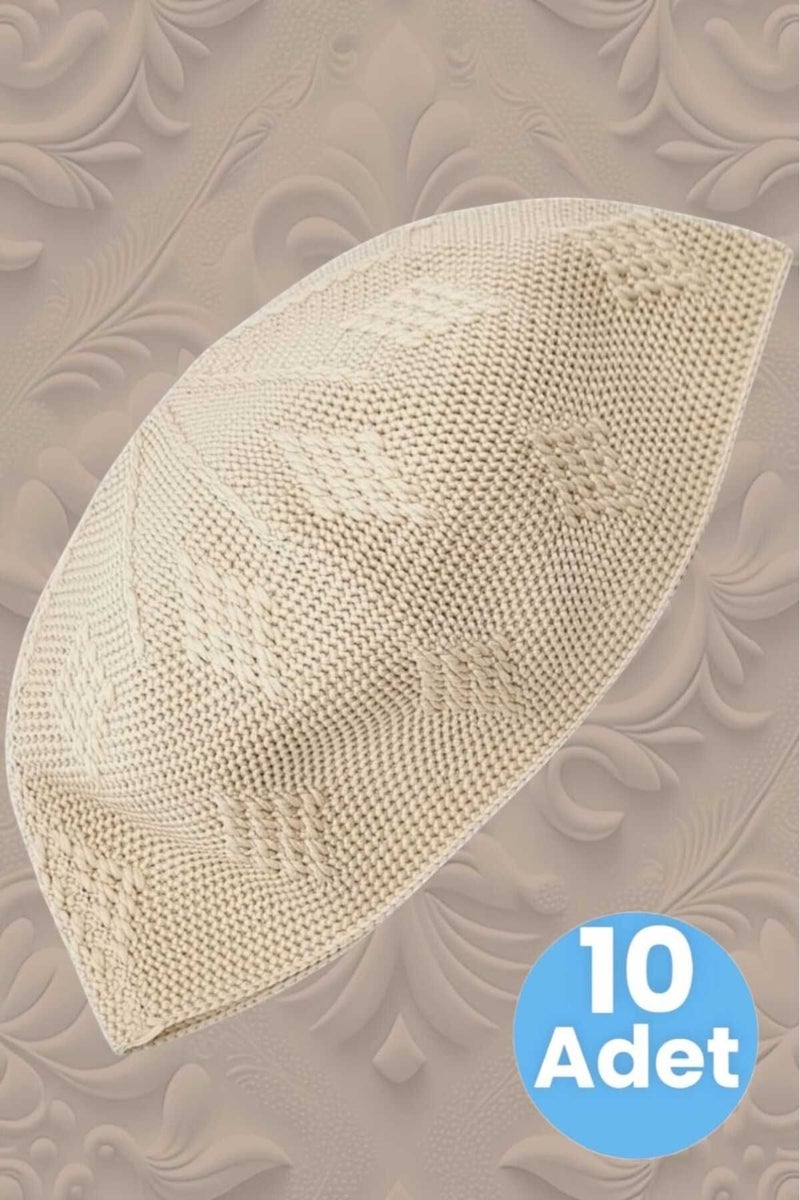 Hızırım 10-Piece Woven Knitted Patterned Skullcap Quality Prayer Cap  - Image 1