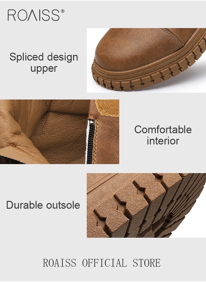 roaiss - Men High Top Martin Boots Workwear Style Sneakers Chelsea Boots Waterproof Non Slip Wear Resistant Motorcycle Shoes - Image 1