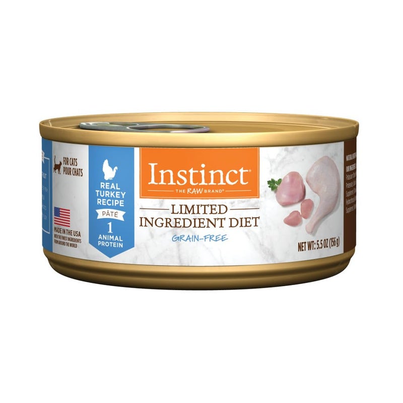 Instinct Limited Ingredient Diet Grain Free Real Turkey Recipe Natural Wet Canned Cat Food by Natures Variety 55 oz Cans Pack of 12