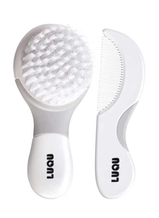 Gonice Comb And Brush Set-White/Grey  - Image 1