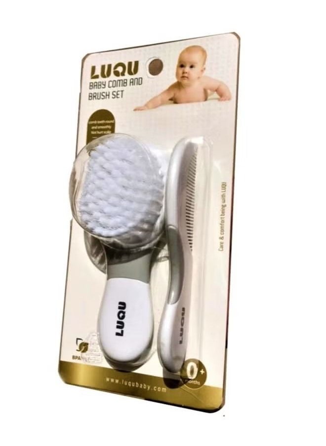 Gonice Comb And Brush Set-White/Grey  - Image 2