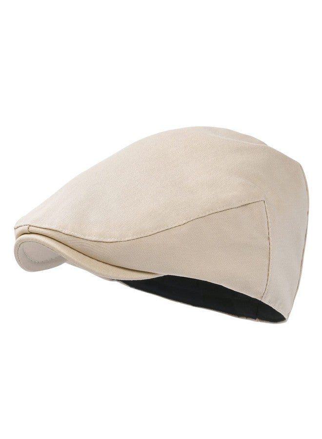 STARANCE Men's Cotton Ivy Gatsby Newsboy Hat Summer Driving Scally Cap Thin (Khaki, 7 1/2) - Image 1