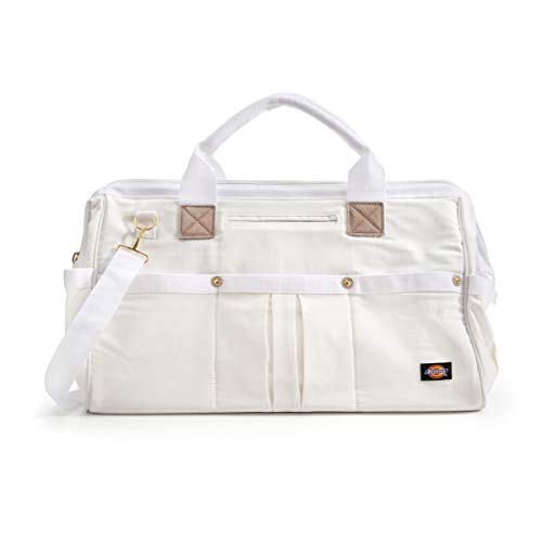 Dickies 20-Inch Durable Canvas Work Bag for Painters, Carpenters, and Builders, Heavy-Duty Zipper, Reinforced Handles, Exterior Pockets, Shoulder Strap, White - Image 1