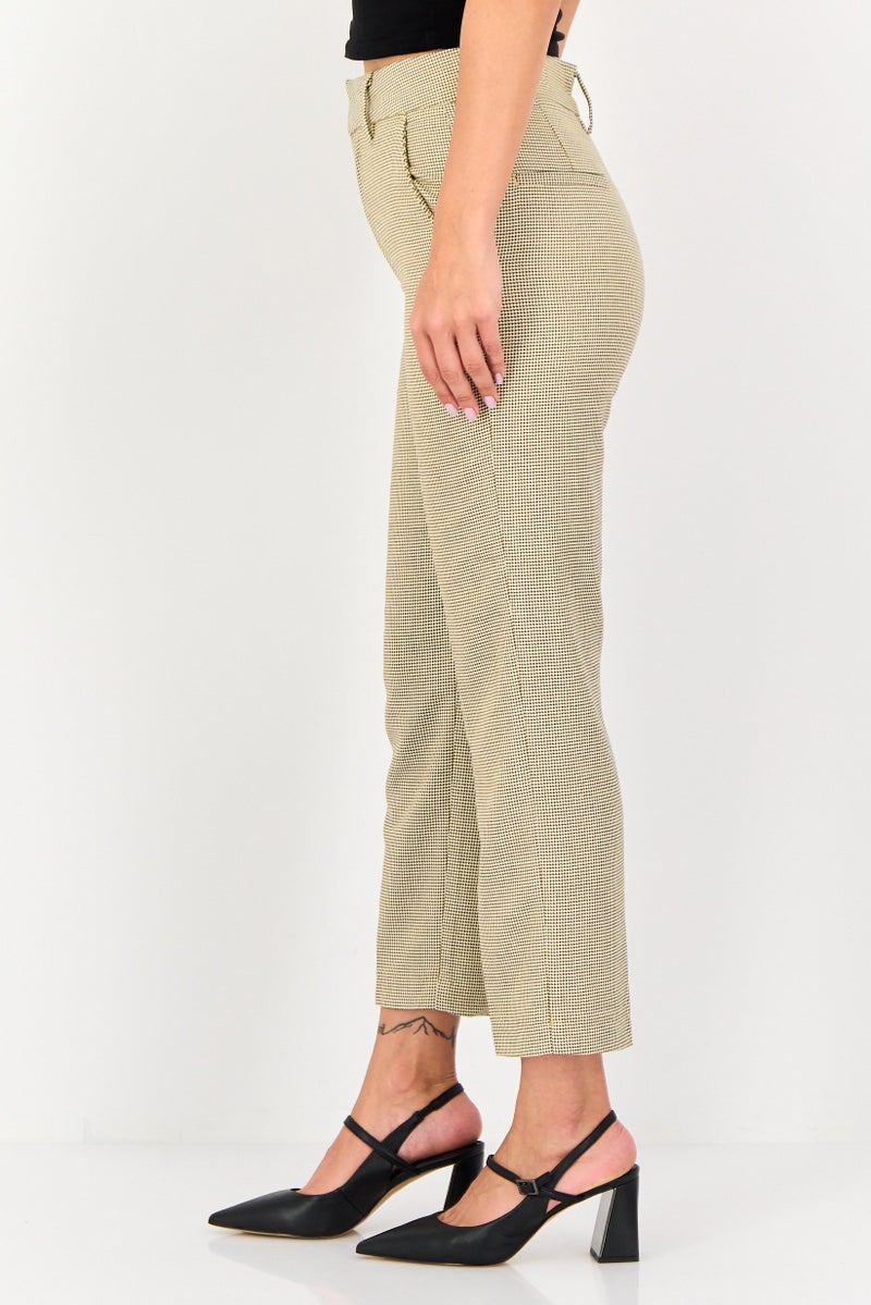 Reiko Women Cigarette Fit Grid Pattern Straight Leg Pants, Multicolor - Image 3