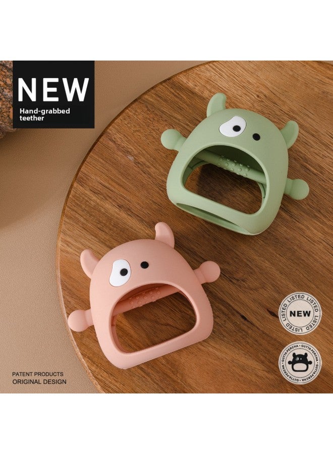 Baby Gloves Silicone Cow Design Teething Toy Relief Hand Protector 3D Interactive Soothing Chew Chew Stick Infant Teeth Grinding-Color:beige  - Image 3