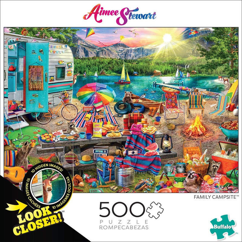 Buffalo Games - Aimee Stewart - Family Campsite - 500 Piece Jigsaw Puzzle with Hidden Images - Image 2