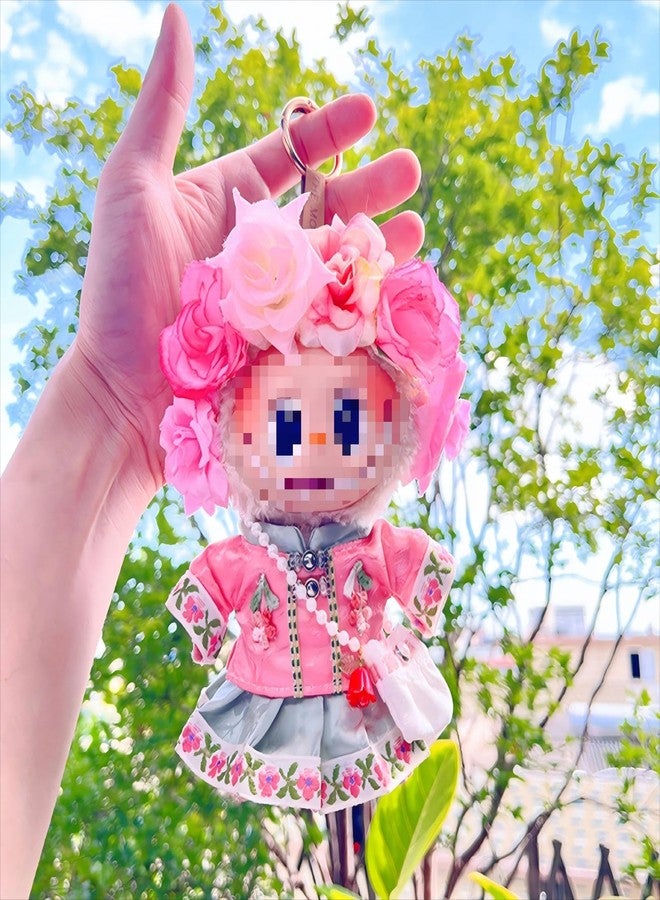 Bandfol 2025 Clothes for La Boo Boo(no Dolls), 4PCS Suit with Flowered Hat Designed for Lububu Doll Clothes, Multiple Stylish Outfit, Used for Your 15&17cm Dolls (Suit I) - Image 2