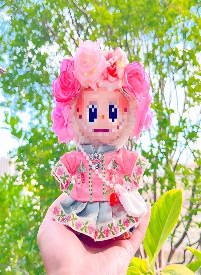 Bandfol 2025 Clothes for La Boo Boo(no Dolls), 4PCS Suit with Flowered Hat Designed for Lububu Doll Clothes, Multiple Stylish Outfit, Used for Your 15&17cm Dolls (Suit I) - Image 4