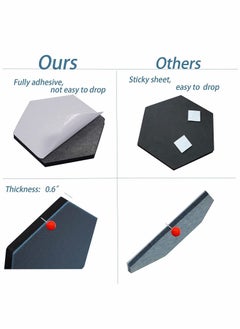 Y&D Self Adhesive Bulletin Boards 10Pcs 15cm Hexagon Felt Board Tiles with Push Pins for Walls Cork Pin Pictures Photos Memos  - Image 3