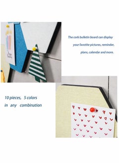 Y&D Self Adhesive Bulletin Boards 10Pcs 15cm Hexagon Felt Board Tiles with Push Pins for Walls Cork Pin Pictures Photos Memos  - Image 4