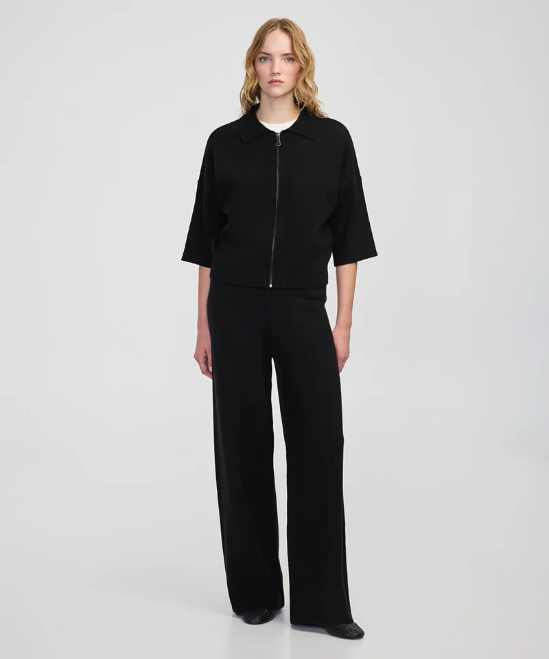 Ipekyol Wide-Leg Knit Trousers with Elastic Waist