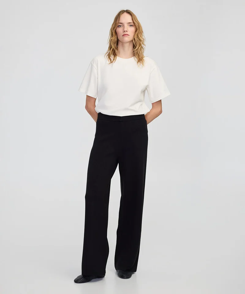 Ipekyol Wide-Leg Knit Trousers with Elastic Waist