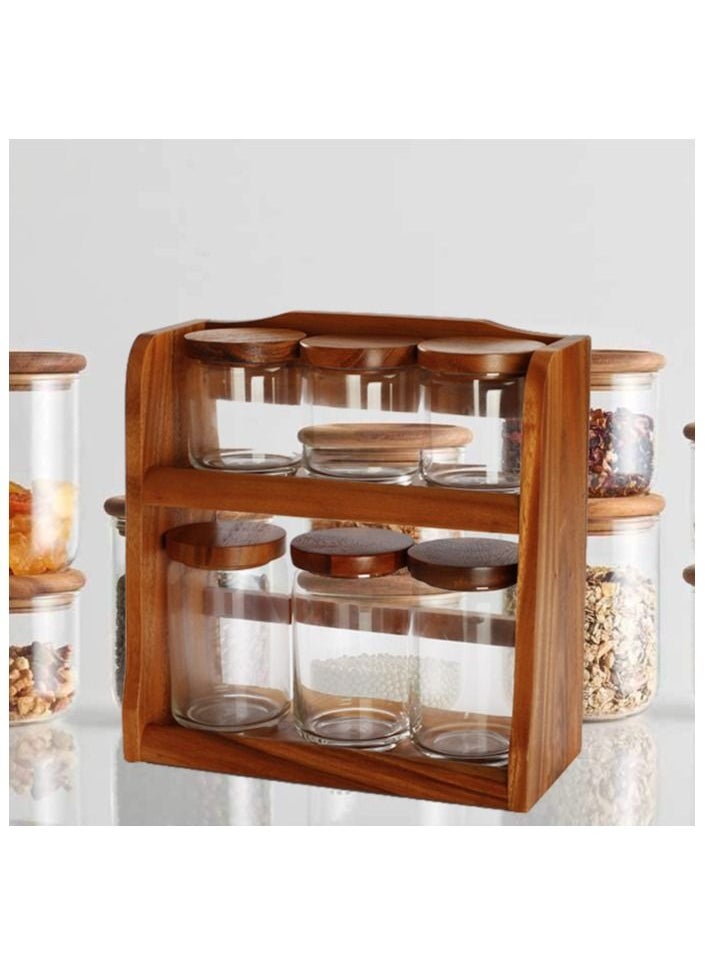 6 Pieces Canister Set with Wooden Stand, Brown, 32 x 30 x 14 cm - pzsku/Z31039CEEB51B7256E6D6Z/45/_/1689854565/56fbdf12-0d23-4f25-a7ff-0af1481a5694