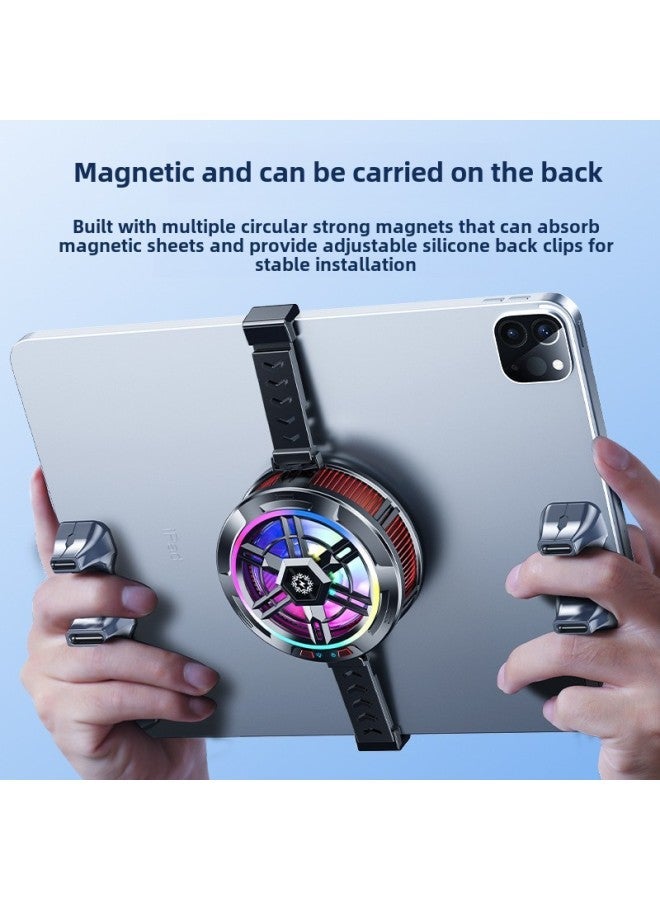 Tablet Phone Radiator X42/X100 High-power Semiconductor Magnetic Back Clip Game Cooling Artifact-Color:X100 Flat (including Strap)  - Image 1