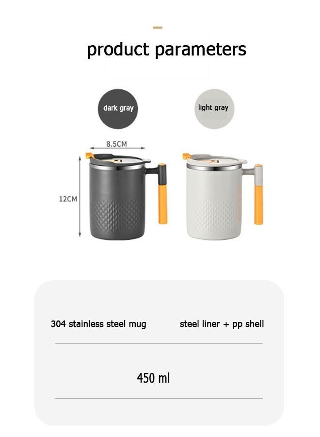 إن كي أكس كوب من الفولاذ المقاوم للصدأ بطبقتين بغطاء - كوب مضاد للحروق للأطفال والكبار، مثالي للاستخدام المكتبي - Image 2