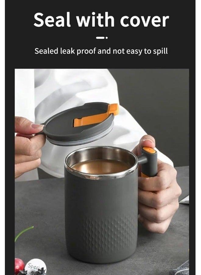 إن كي أكس كوب من الفولاذ المقاوم للصدأ بطبقتين بغطاء - كوب مضاد للحروق للأطفال والكبار، مثالي للاستخدام المكتبي - Image 4