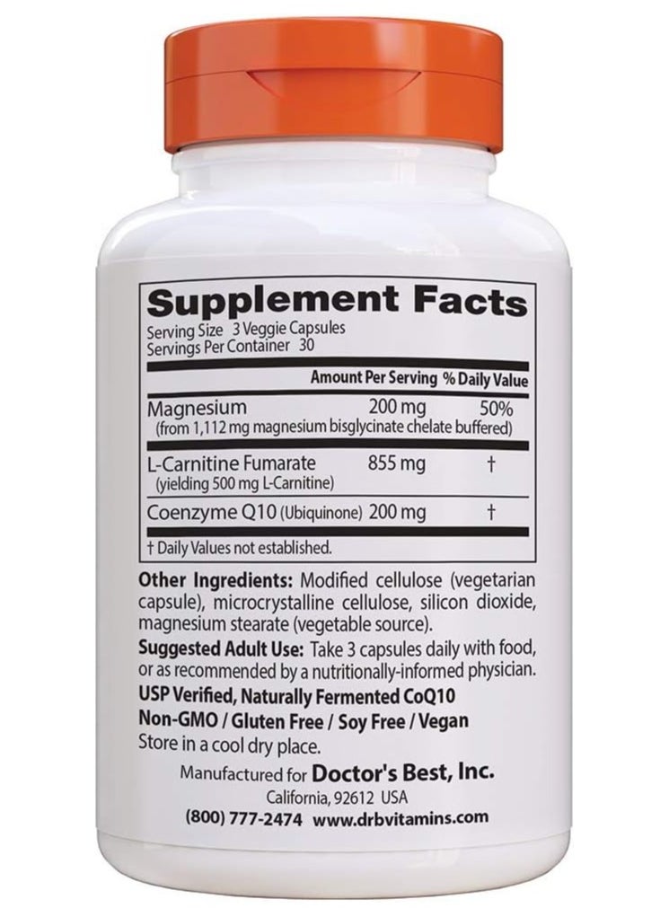 Coq10 Lcarnitine Magnesium 90 Veggie Caps