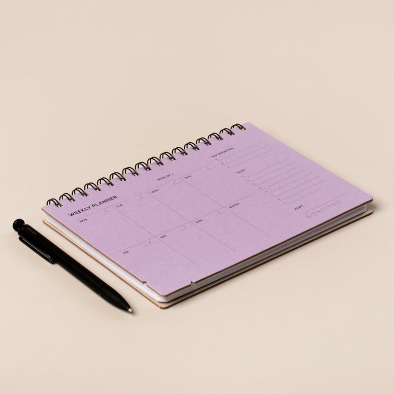 Two Tumbleweeds Undated Weekly Planner Notebook - Spiral Bound, 60 Pages, 5.75 x 8.5" (A5 size), Purple Cover - Image 2