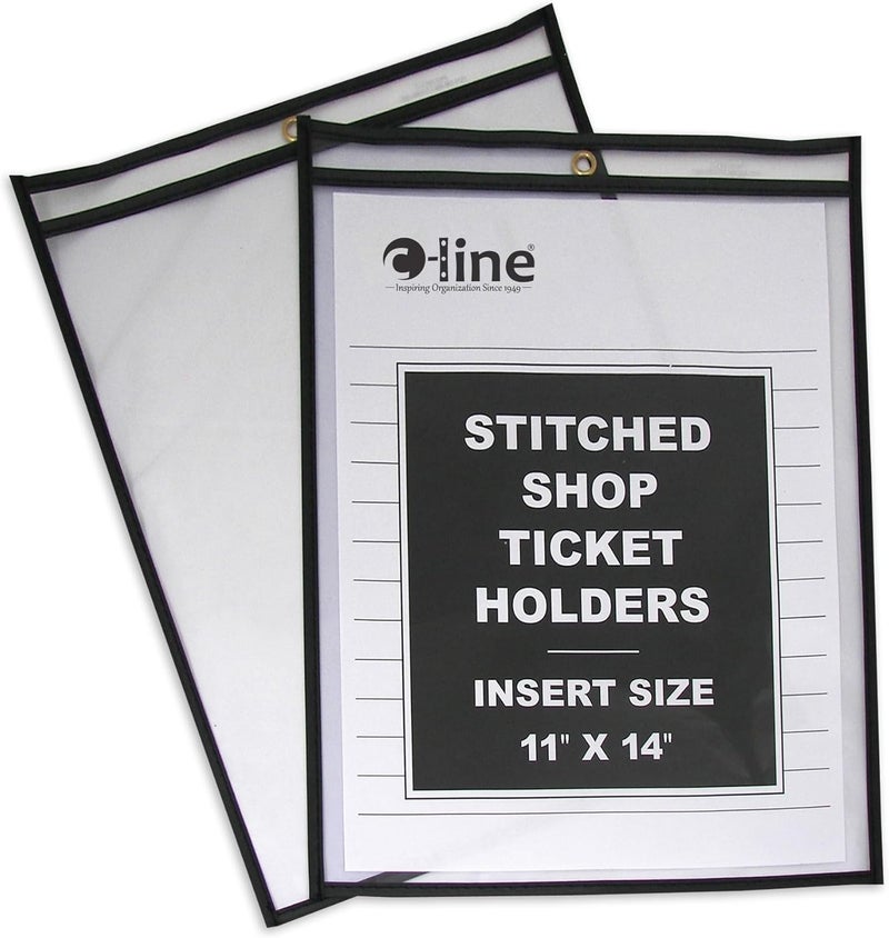 C-Line Stitched Shop Ticket Holders, Both Sides Clear, 11 x 14 Inches, 25 per Box (46114) - Image 1