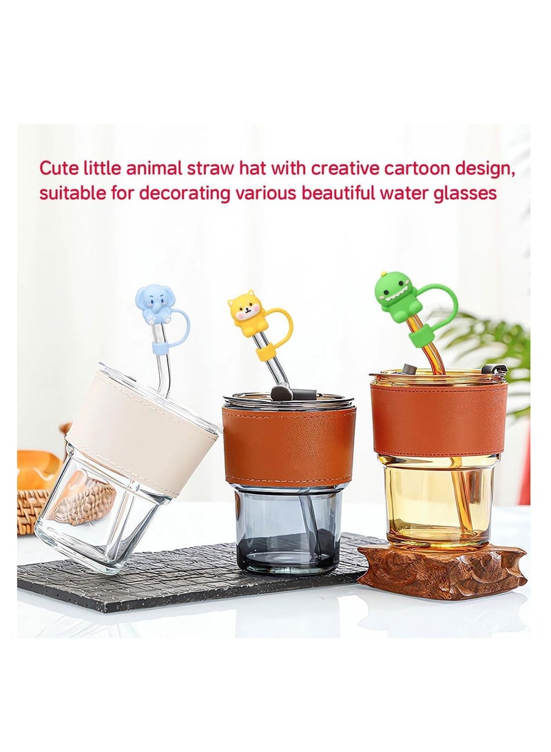ECVV 10Pcs Straw Cover Cap for Stanley Cup Cute Animal Shape Silicone Straw Lids, Reusable Dust-Proof Straw Topper for Stanley Tumbler Accessories, 10mm
