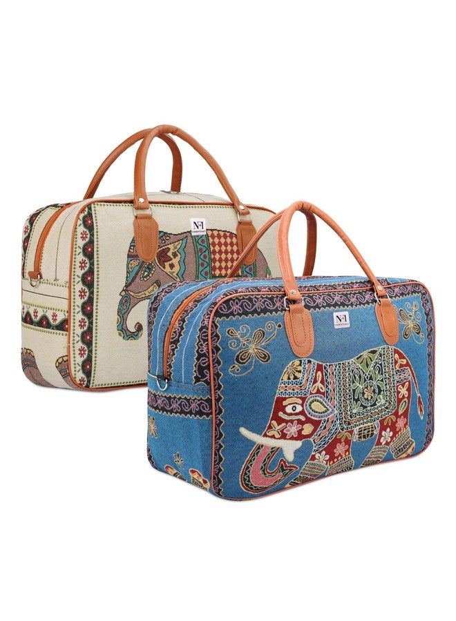 NFI essentials Pack of 2 Small Canvas Duffle Travel Bag for Men and Women, Luggage Travelling Bag for Women, Stylish Duffel Cabin Size Air Bags Hand Bag (21L) - Image 1