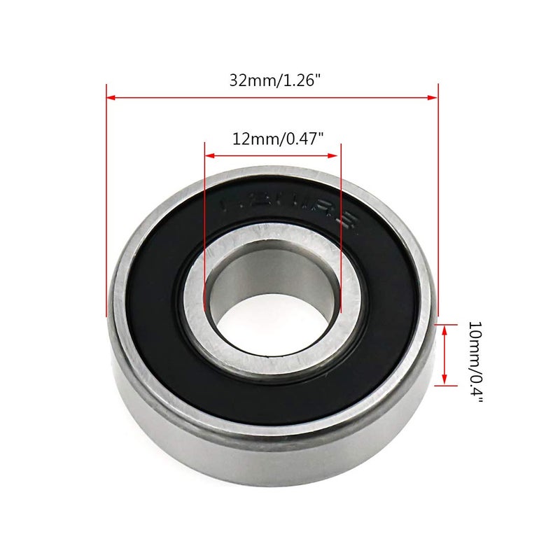Rannb Rannb 6201RS Ball Bearing Double Sealed Deep Groove Bearing Steel 12mm x 32mm x 10mm- Pack of 5  - Image 2