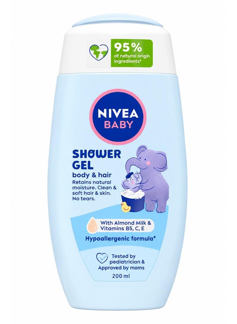 Baby Shower Gel Body And Hair With Almond Oil And Vitamins B5, C, E 200ML