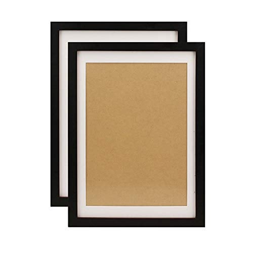 FUNTRESS Pictures Frame Collages for Diplomas Wall Hanging Poster Frame Wooden Living Room Pictures Frame with Mat (10x14 2 Pieces, Black) - Image 1