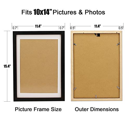 FUNTRESS Pictures Frame Collages for Diplomas Wall Hanging Poster Frame Wooden Living Room Pictures Frame with Mat (10x14 2 Pieces, Black) - Image 3