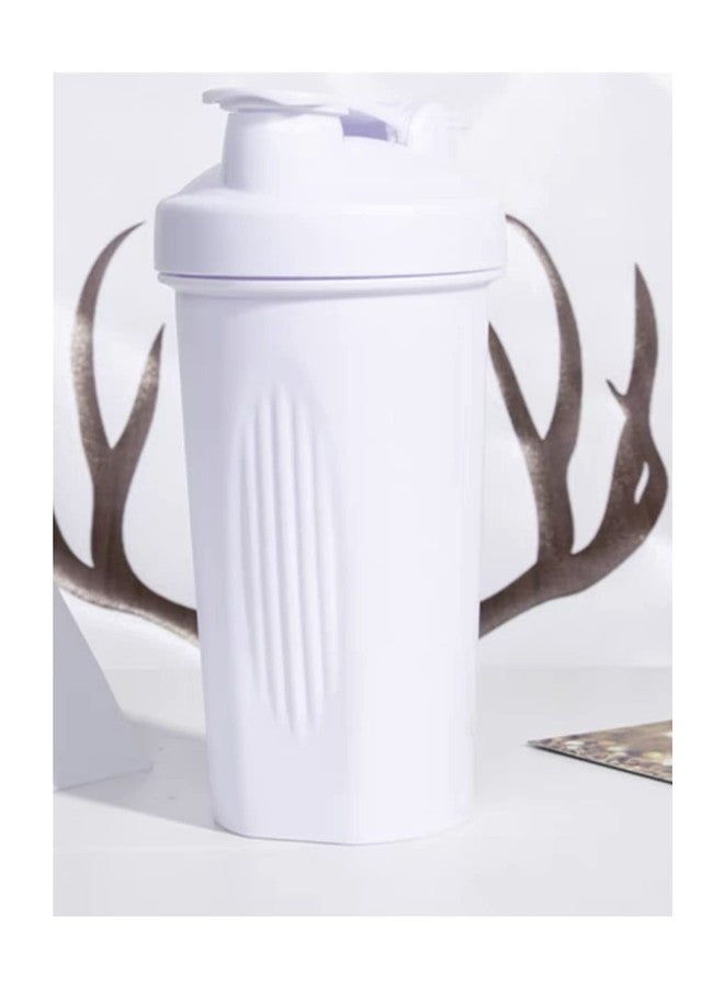 BKDRL Shaker Bottle for Protein Powder w. Classic Loop Top & BPA free,Secure Screw-On Lid, Stay Open Flip Cap,BPA Free-16oz (Whole White-16Oz-400ML) (SKER-BTL) - Image 1