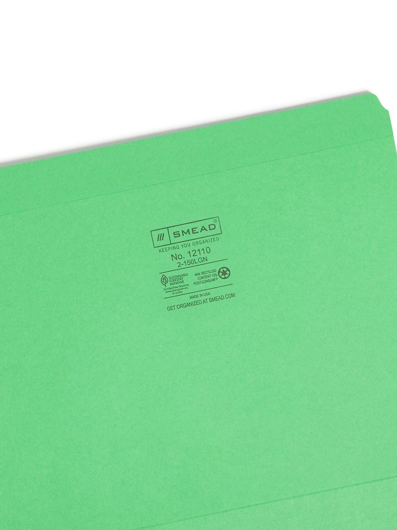 Smead File Folder, Reinforced Straight-Cut Tab, Letter Size, Green, 100 per Box (12110) - Image 3