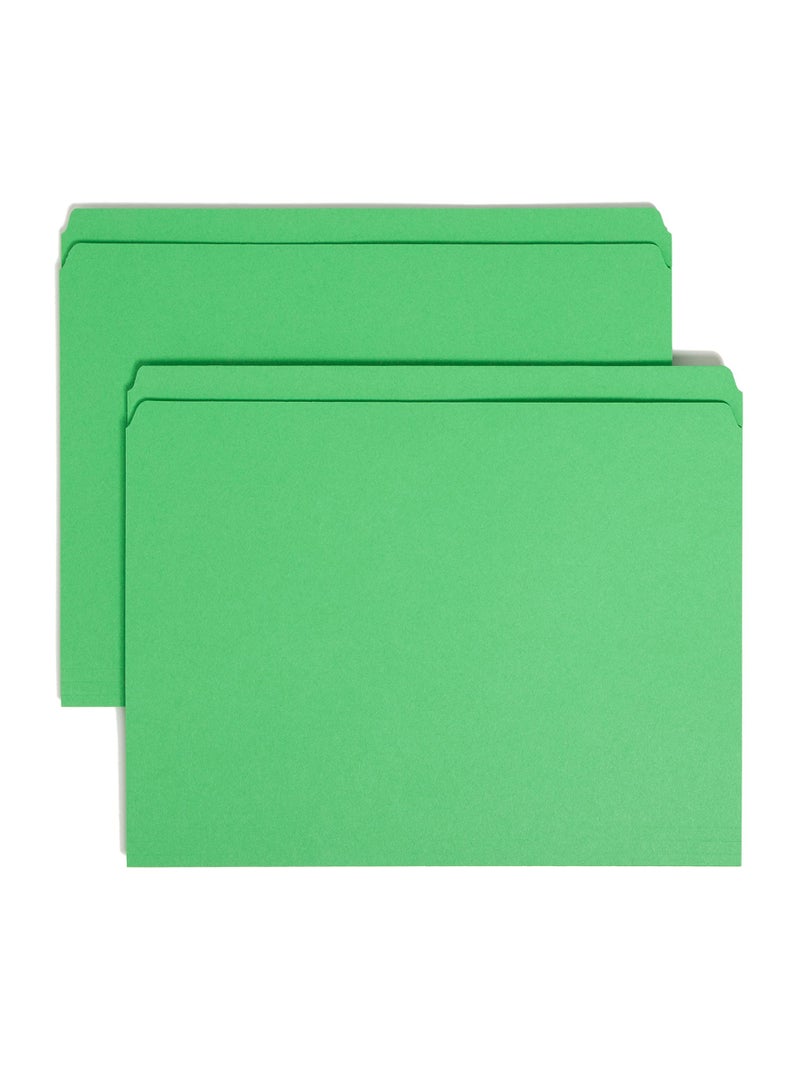 Smead File Folder, Reinforced Straight-Cut Tab, Letter Size, Green, 100 per Box (12110) - Image 1