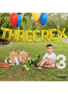 Atpata Funky Atpata Funky Dinosaur Theme Happy Birthday Party Supplies Combo Kit for unisex Dino Theme Decorations (Three Rex 3rd Birthday)  - Image 4