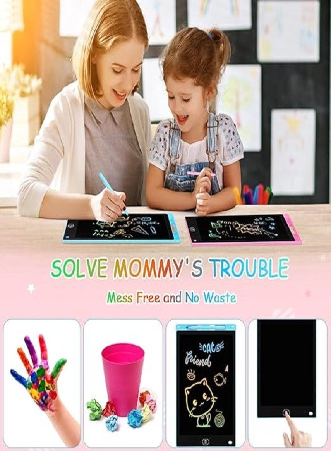 2 Pack 12 Inch LCD Writing Tablet for Kids, Colorful Doodle Board Drawing Pad for Kids, Electronic Drawing Board Erasable & Reusable, LCD Drawing Tablet for Kids Toddler Toys Gifts - Blue & Pink  - Image 3