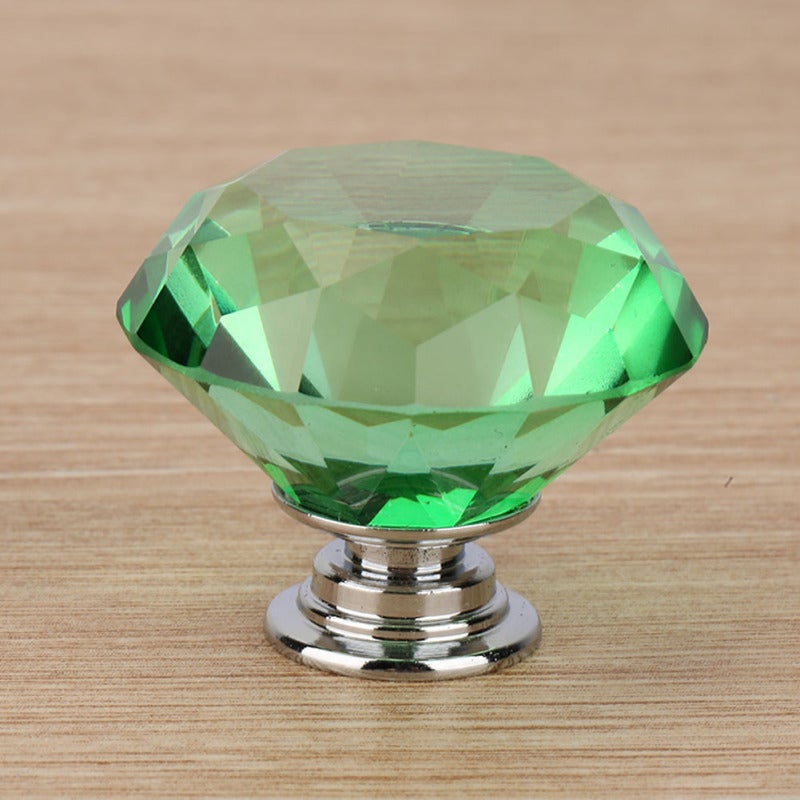 Crystal Glass Knob: 40 Green Chrome-Plated Long-Lasting - Easy Install Diamond Shape Knob for Furniture Doors Wooden Boxes Gift Boxes - Image 5