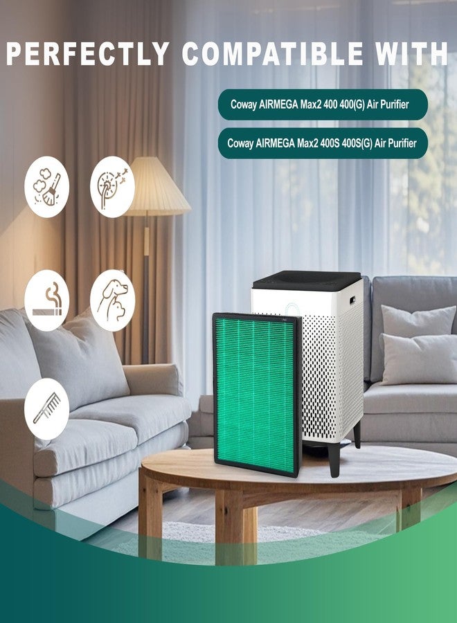 GoodtoU 400/400S Replacement Filter Compatible with Coway AIRMEGA Max2 400 400S 400(G) 400S(G) Air Purifier, H13 True HEPA and Active Carbon Filter Set, AP-2015-FP, 2PCS(1 Set) Green - Image 2